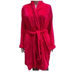 Just Love Red Plush Wrap Robe Intimates NWT